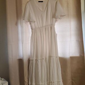 Rose Ruffle Maxi Dress New S